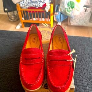 Born Red Flats Vibrant Suede Loafers